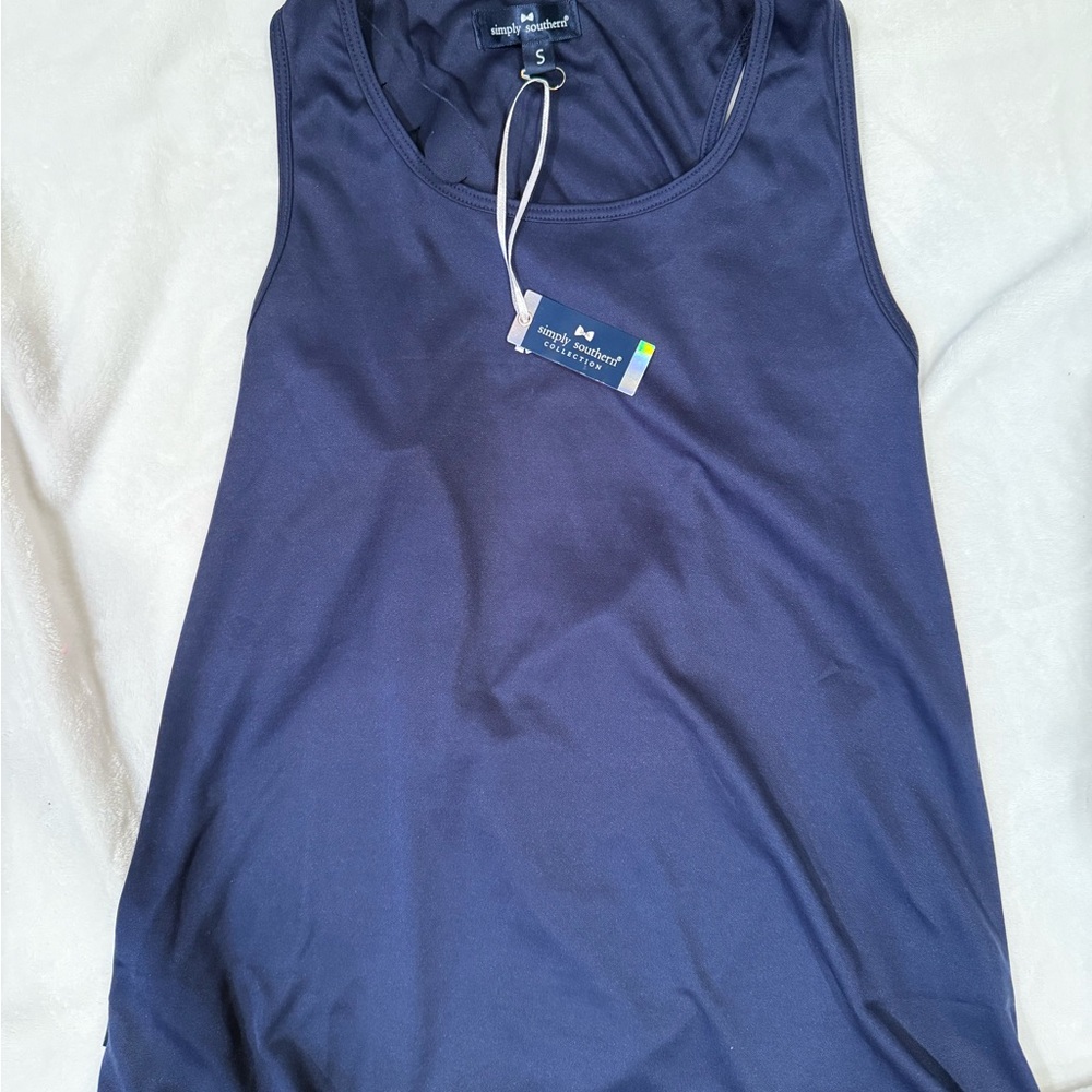 Simply Southern Scalloped Blue Women's Tank Top